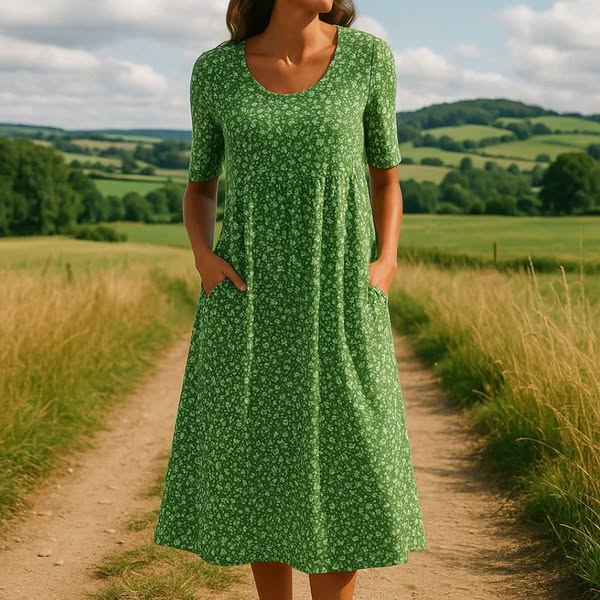 Sarah™ | Elegant Floral Print Midi Dress