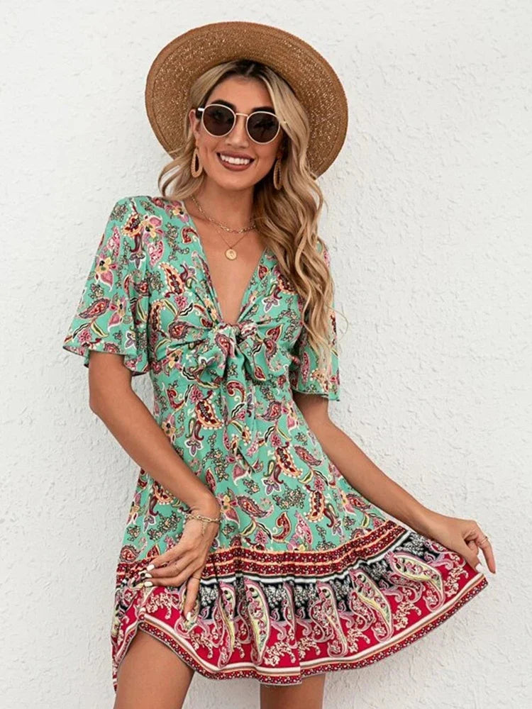 Sarah | Floral Tie-Front Dress